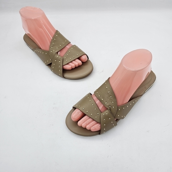 New Alfani Womans Danicah Studded Sandal Criss Cross Flat Bottom Brown 7.5 - Picture 2 of 13